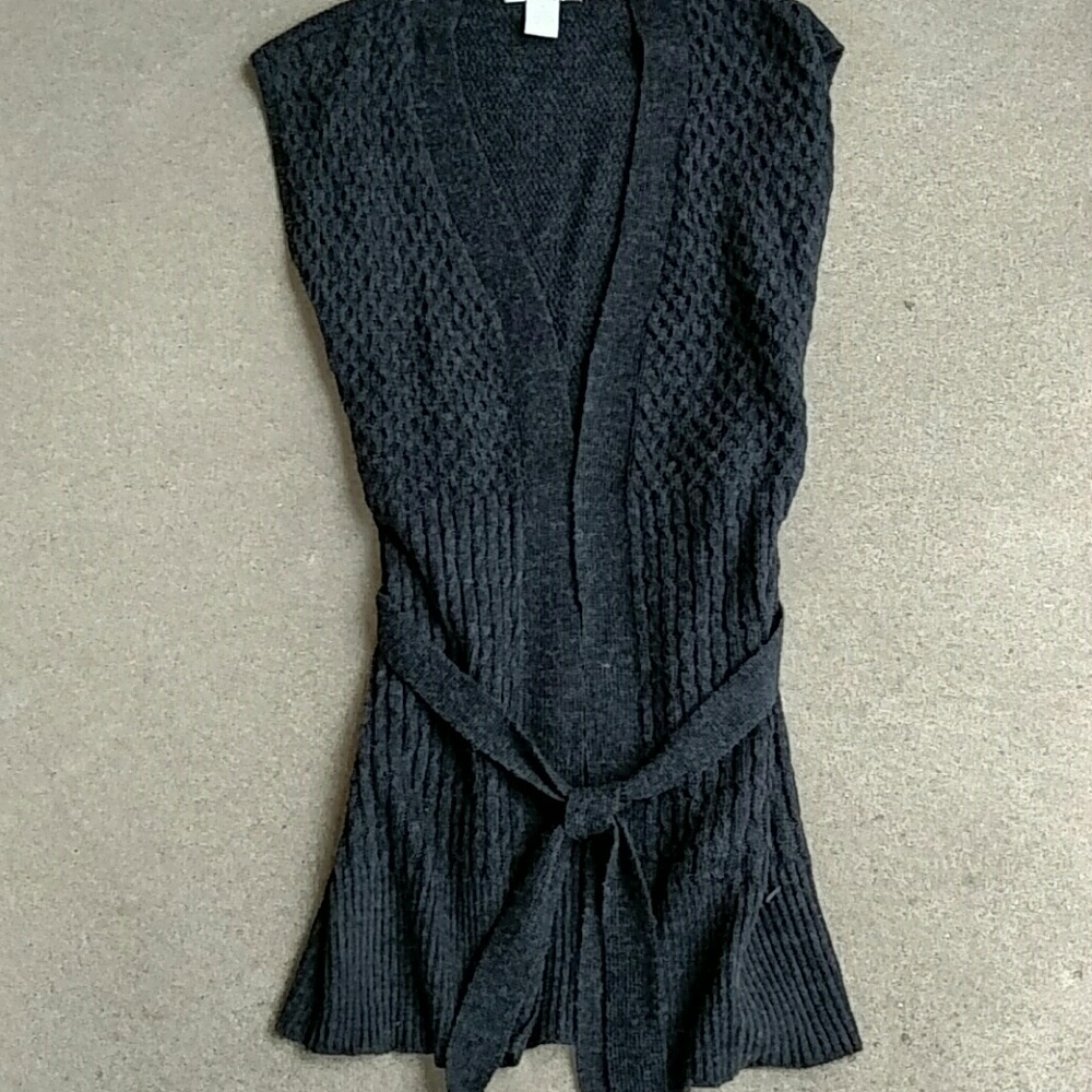 Long line sweater duster vest, open front